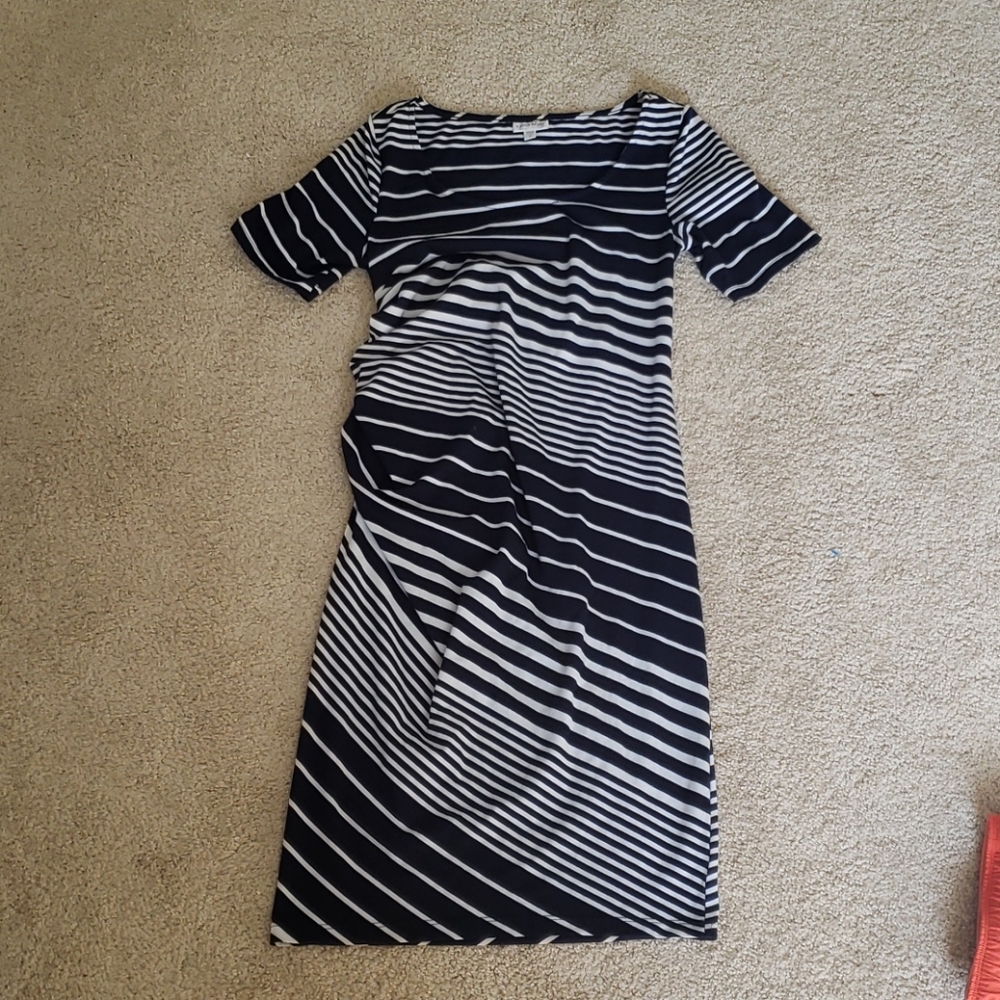 A Pea in the pod maternity dress blue striped